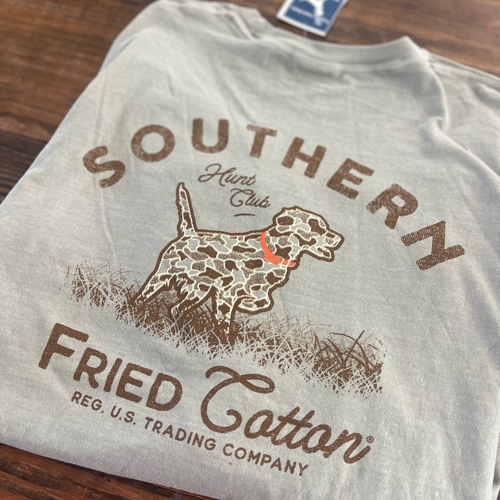 Southern Fried Cotton Light Gray Dog Graphic Tee
